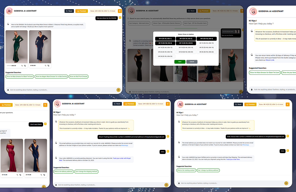 Goddiva AI shopping assistant interface